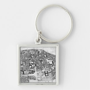 Map of Sainte-Genevieve area, Paris, 1756 Key Ring