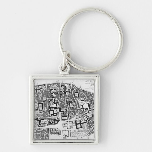 Map of Sainte-Genevieve area, Paris, 1756 Key Ring (Front)