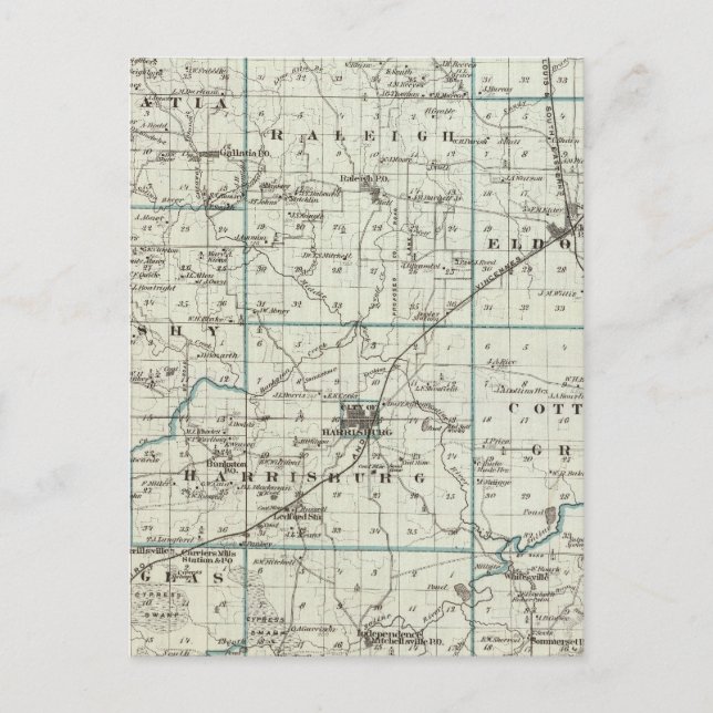 Map of Saline County Postcard (Front)