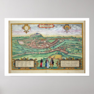 Map of Salzburg, from 'Civitates Orbis Terrarum' b Poster