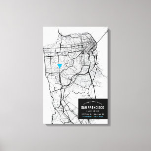 Map of San Francisco + Mark Your Location Canvas Print