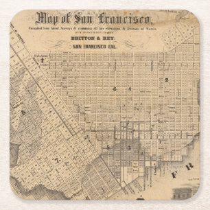 Map of San Francisco Square Paper Coaster