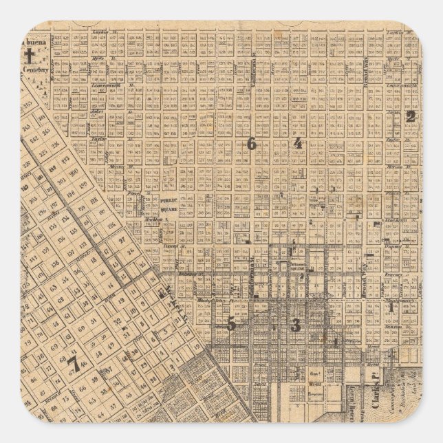 Map of San Francisco Square Sticker (Front)