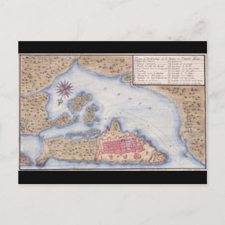 Map of San Juan Puerto Rico from 1770 Postcard
