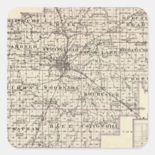 Map of Sangamon County and Taylorville Square Sticker