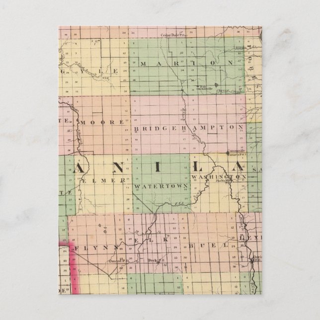 Map of Sanilac County, Michigan Postcard (Front)