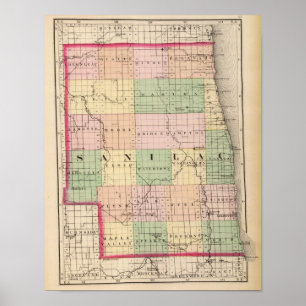 Map of Sanilac County, Michigan Poster