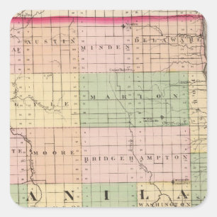 Map of Sanilac County, Michigan Square Sticker