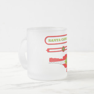 MAP OF SANTA CATARINA. SAMER BRASIL FROSTED GLASS COFFEE MUG