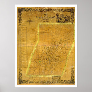 Map of Saratoga Springs, New York by Bevan 1854 Poster