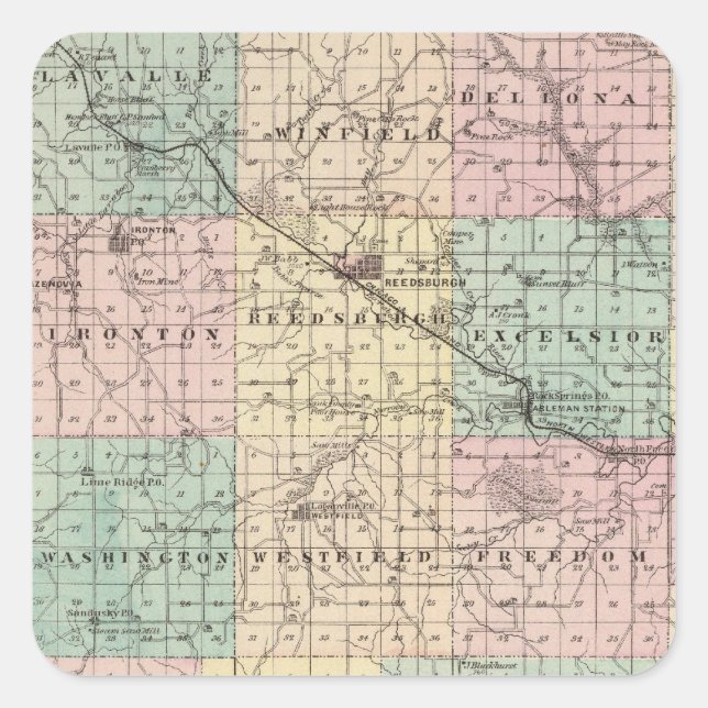 Map of Sauk County and Kilbourn City Square Sticker (Front)