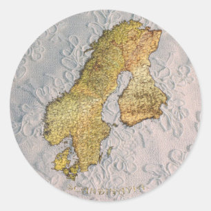 Map of Scandinavia Cartography Classic Round Sticker