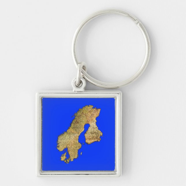 Map of Scandinavia Cartography Key Ring (Front)