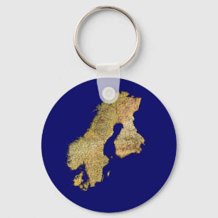 Map of Scandinavia Cartography Key Ring