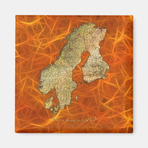 Map of Scandinavia Cartography Magnet