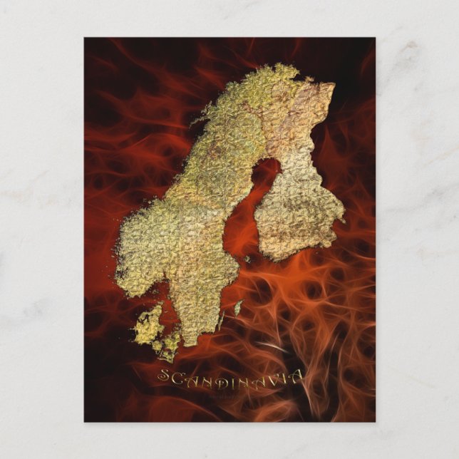 Map of Scandinavia Cartography Postcard (Front)