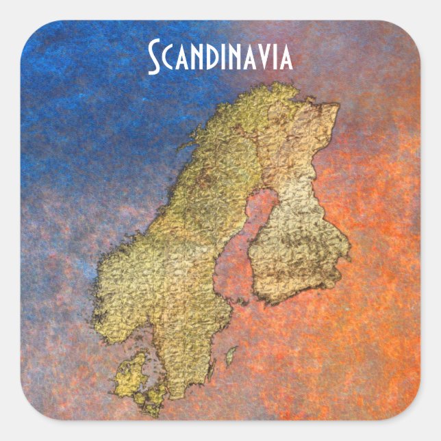 Map of Scandinavia Cartography Square Sticker (Front)