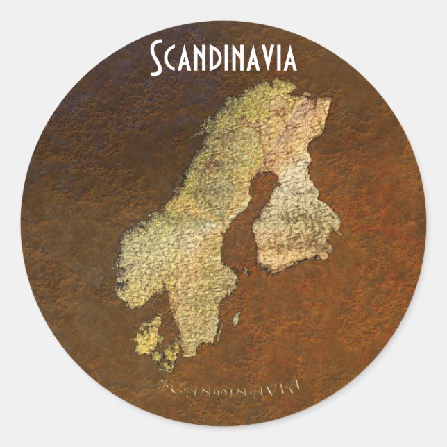 Map of SCANDINAVIA on Iron Stone BG Stickers (Front)