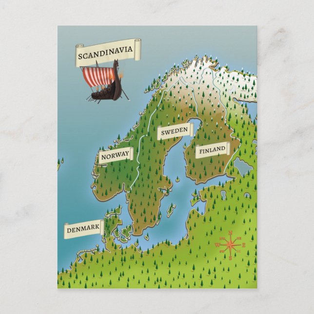 Map Of Scandinavia Postcard (Front)