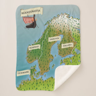 Map Of Scandinavia Sherpa Blanket
