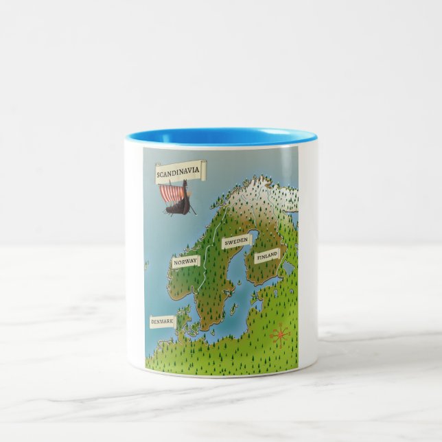Map Of Scandinavia Two-Tone Coffee Mug (Center)