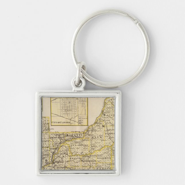 Map of Schuyler, Mason, Brown Key Ring (Front)