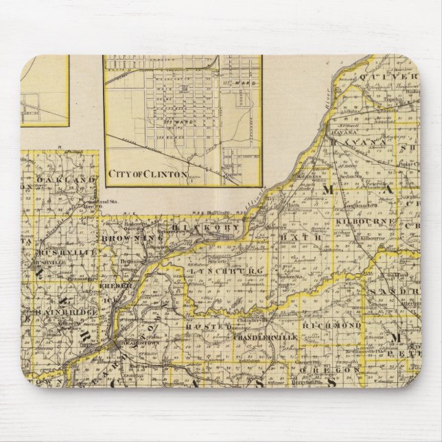 Map of Schuyler, Mason, Brown Mouse Mat (Front)