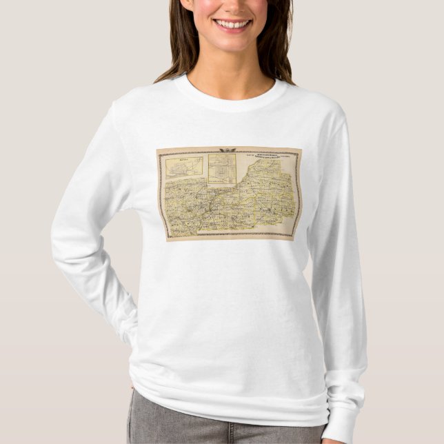 Map of Schuyler, Mason, Brown T-Shirt (Front)