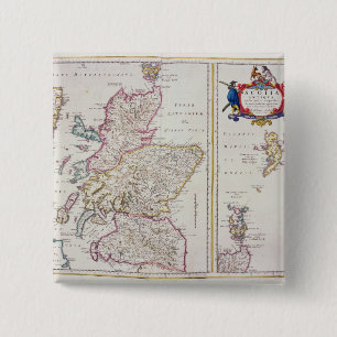 Map of Scotland, c.1700 15 Cm Square Badge