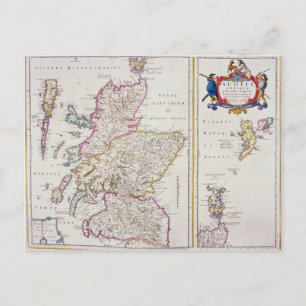 Map of Scotland, c.1700 Postcard