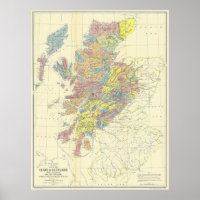 Map of Scotland in 1899 Showing Scottish Clans