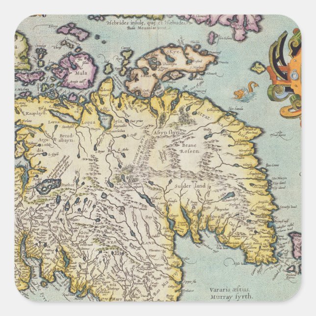 Map of Scotland | Miliaria Scotia Square Sticker (Front)