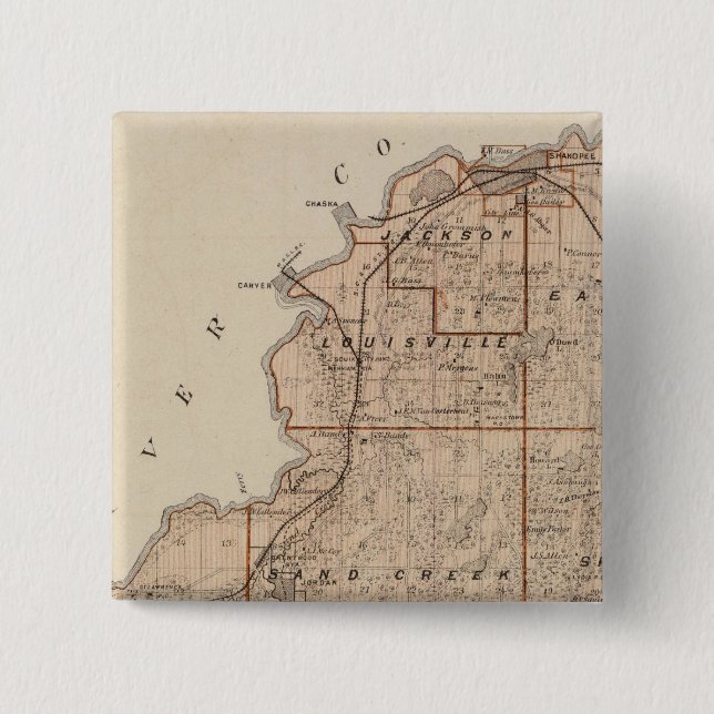 Map of Scott County, Minnesota 15 Cm Square Badge (Front)
