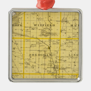 Map of Scott County, State of Iowa Metal Tree Decoration