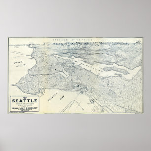 MAP of SEATTLE  1925 Poster
