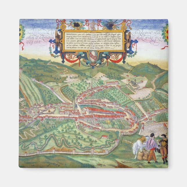Map of Serravalle, from 'Civitates Orbis Terrarum' Magnet (Front)