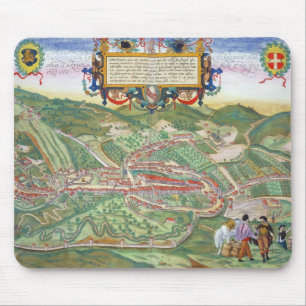 Map of Serravalle, from 'Civitates Orbis Terrarum' Mouse Mat