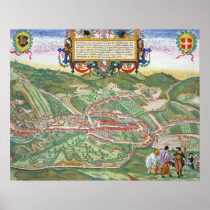 Map of Serravalle, from 'Civitates Orbis Terrarum' Poster