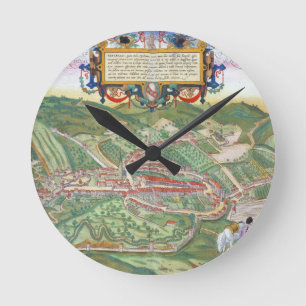 Map of Serravalle, from 'Civitates Orbis Terrarum' Round Clock