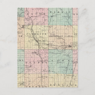 Map of Sheboygan County, State of Wisconsin Postcard