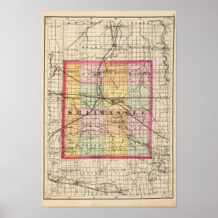 Map of Shiawassee County, Michigan Poster