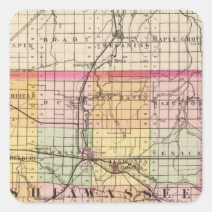 Map of Shiawassee County, Michigan Square Sticker