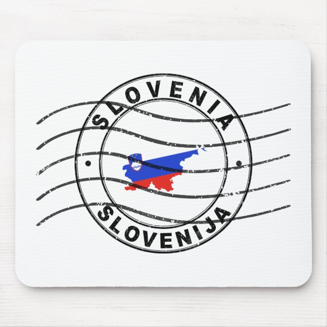 Map of Slovenia, Postal Passport Stamp Mouse Mat (Front)