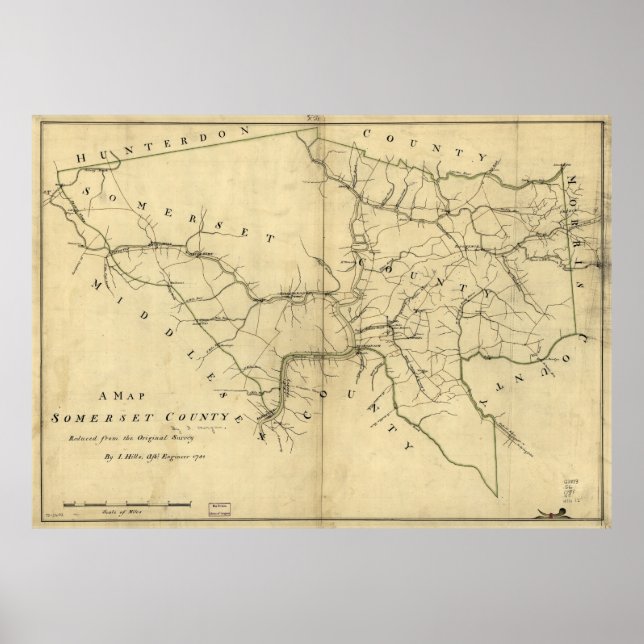 Map of Somerset County, New Jersey (1781) Poster (Front)