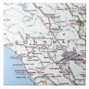 Map of Sonoma County CA -Blue Tile
