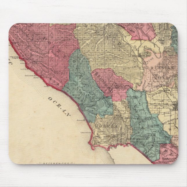 Map of Sonoma County California Mouse Mat (Front)