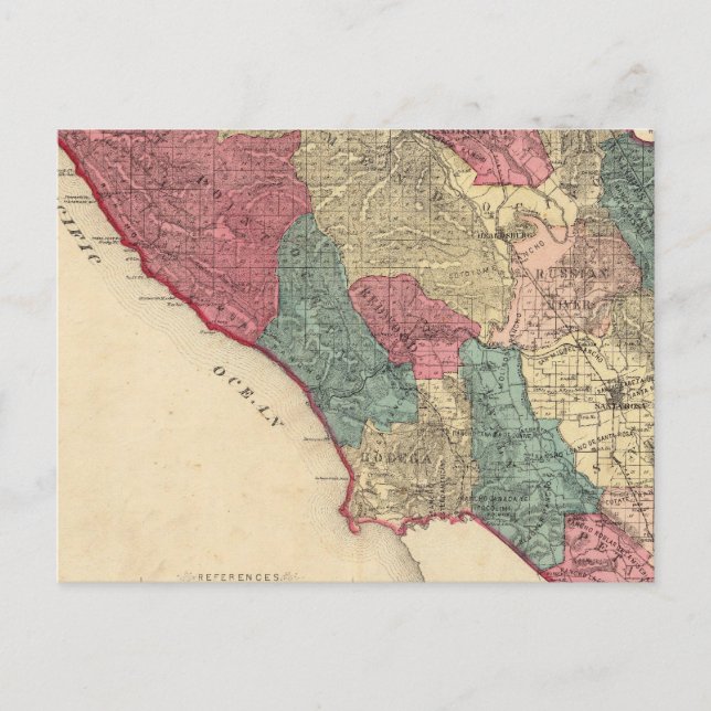 Map of Sonoma County California Postcard (Front)