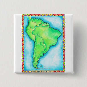 Map of South America 2 15 Cm Square Badge