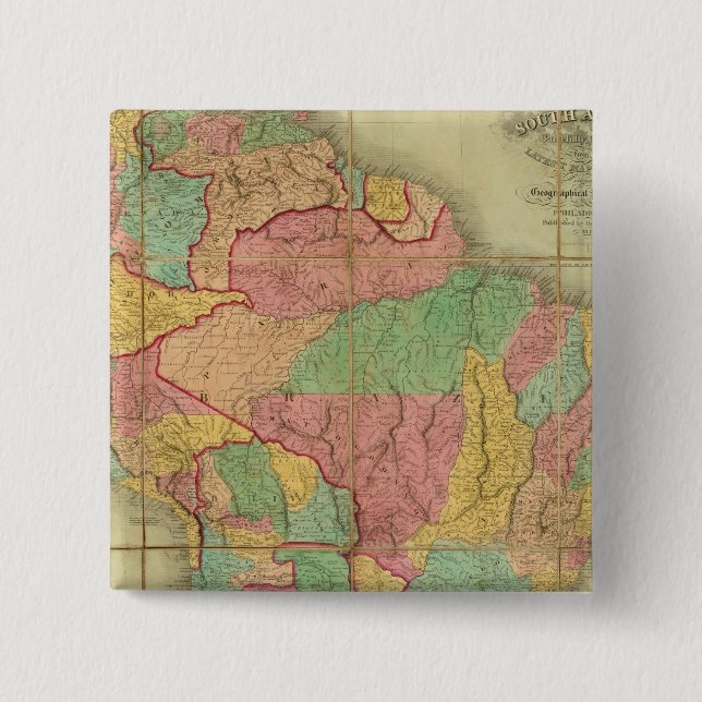 Map of South America 2 15 Cm Square Badge (Front)