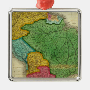 Map of South America 3 Metal Tree Decoration